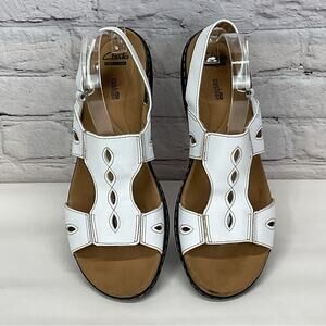 Clarks Collection Leisa Lakelyn Sandals Women's Size 11 White Cutouts Slingback